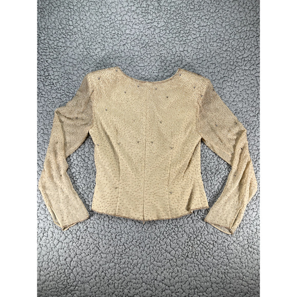 Jovani Blouse Womens Size 6P Silk Sequins Vintage Gatsby Padded Shoulders - Picture 6 of 13